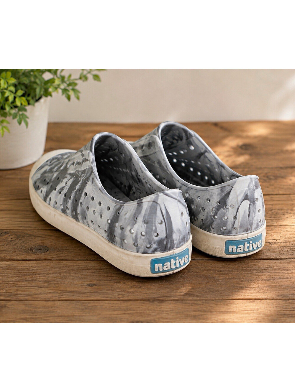 Native Jefferson Shoes Unisex Kids Marbled Gray/White Slip-On Low Top US 11